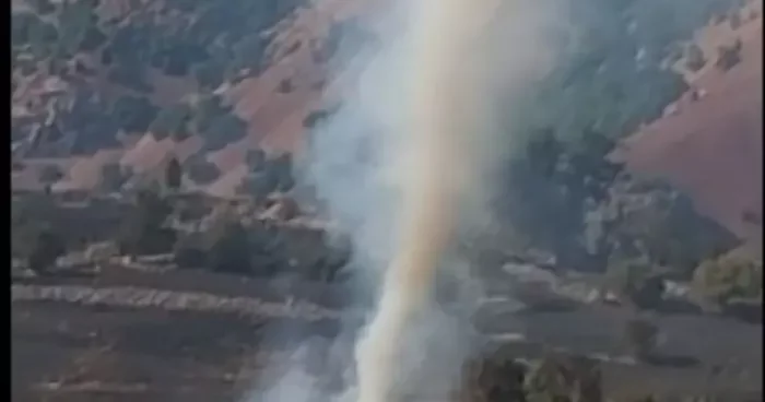 Tunceli’deki yangında çıkan hortum görüntülendi