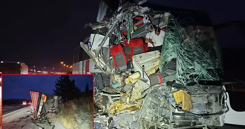 TAG Otoyolu Tarsus geçişinde yolcu otobüsü TIR a arkadan çarptı; 9 yaralı