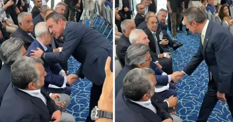 Ali Koç ile Aziz Yıldırım tokalaştı, Mahmut Uslu nun bakışları olay oldu