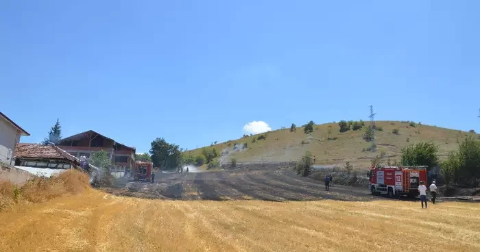 Samsun da anız yangınının sıçradığı ev hasar gördü
