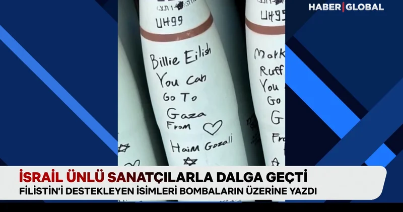 İsrail ünlü sanatçılarla dalga geçti: Filistin i destekleyen isimleri bombaların üzerine yazdı