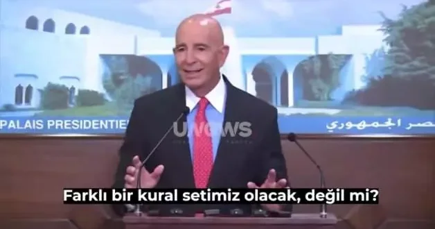 ABD’nin Türkiye Büyükelçisi Barrack’ın Lübnan’daki basın toplantısında olay çıktı...