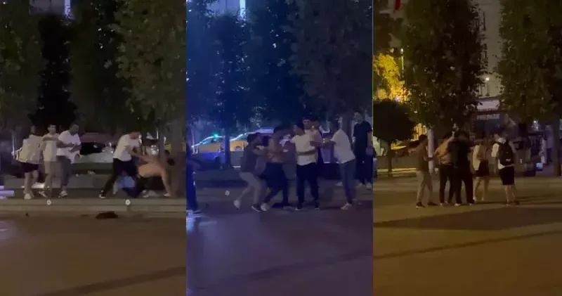 Taksim de tekmeli yumruklu kavga kamerada