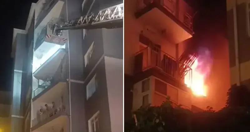 Ankara da 7 katlı apartmanda yangın paniği