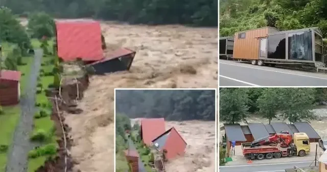 Rize’de sel felaketi: Fırtına Deresi’nin kıyısındaki tiny hause ve bungalovlar kaldırılıyor Gündem Haberleri