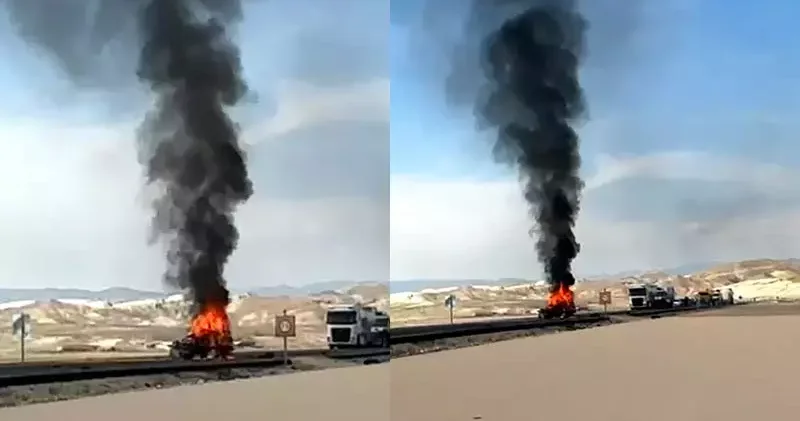 TIR ile çarpışıp alev alan otomobilin sürücüsü öldü