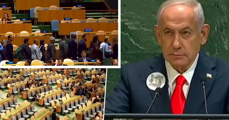 İsrail Başbakanı Netanyahu kürsüye geldi: BM salonunu terk ettiler