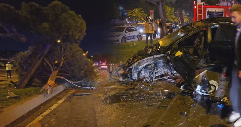 Kartal’da feci kaza! Ağaçları devirip ters yöne geçti: 5 yaralı