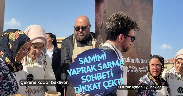 Cumhurbaşkanı Erdoğan ın eşi Emine Erdoğan da yer aldı! Samimi yaprak sarma sohbeti dikkat çekti
