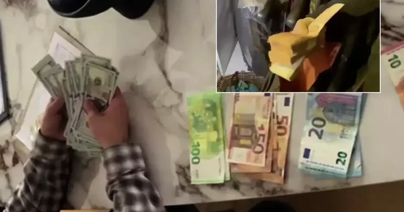 Papara operasyonunun görüntüleri! Balya balya para çıktı