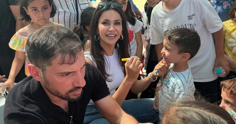 Bekir Aksoy, Gaye Turgut Evin, Şener Özbayraklı ve eşi Şilan Makal, Malatya da çocuklarla oyun oynadı; Ne mutlu bize
