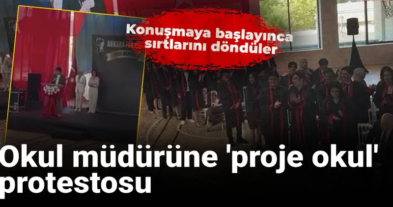 Okul müdürüne proje okul protestosu: Konuşmaya başlayınca sırtlarını döndüler