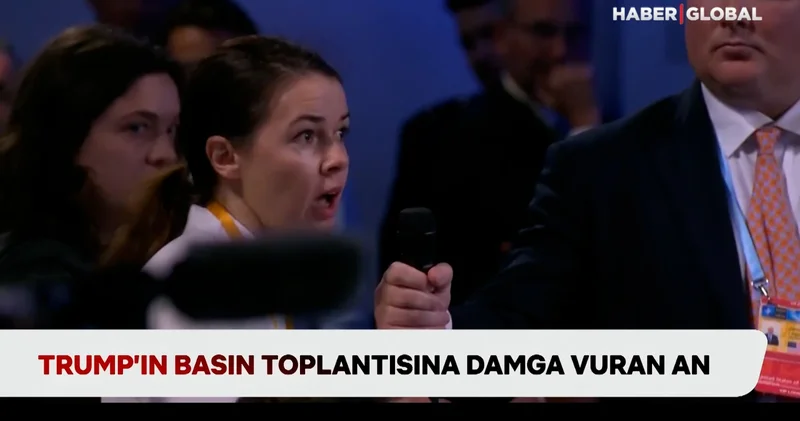 Trump ın basın toplantısına damga vuran an