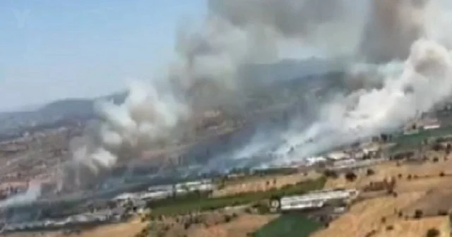 Balıkesir Pamukçu da arazi yangını VİDEO İZLE