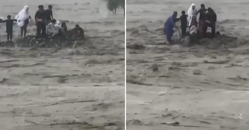 Nehirdeki sular yükseldi, aynı aileden 18 kişi akıntıya kapıldı