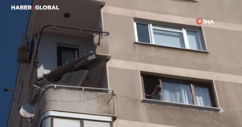 Maltepe de bir binanın çöken balkonu paniğe neden oldu