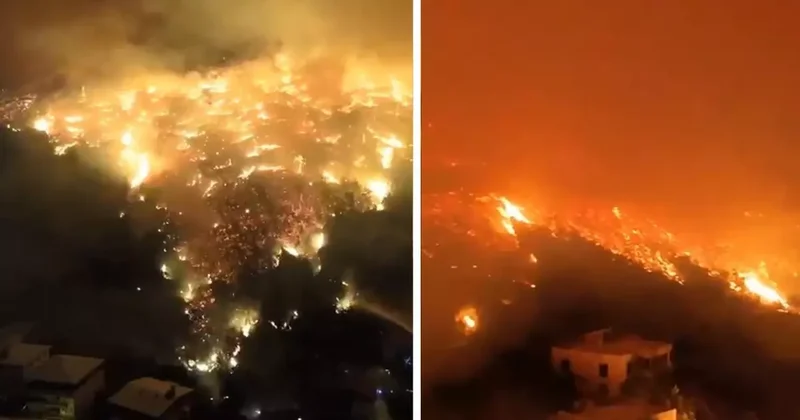 Bursa da yangın Karahıdır Mahallesi ne ulaştı! Vatandaşlar alevlerin arasında kaldı