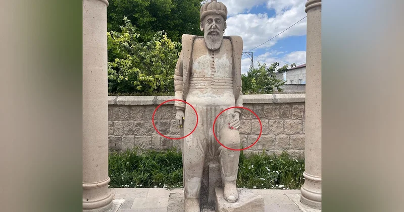 Kayseri deki Mimar Sinan heykeli tahrip edildi