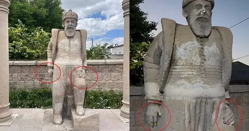Mimar Sinan ın doğup büyüdüğü mahallede heykeline zarar verildi(