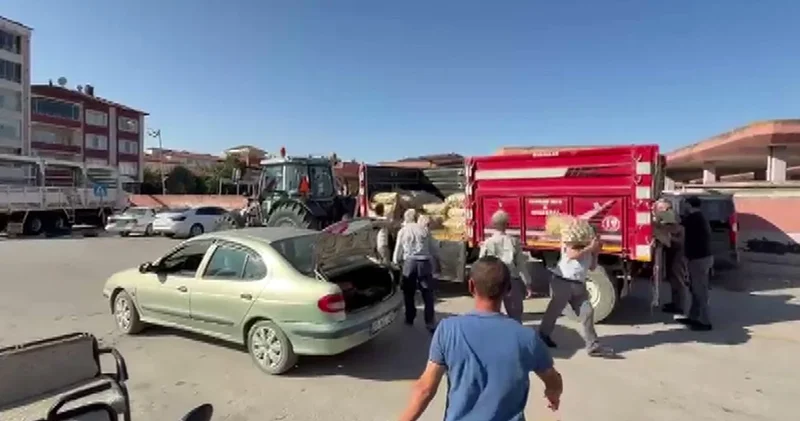 Genç çiftçiden halka 8 ton patates