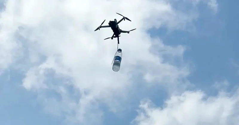 Dron ile çay bahçesine su servisi