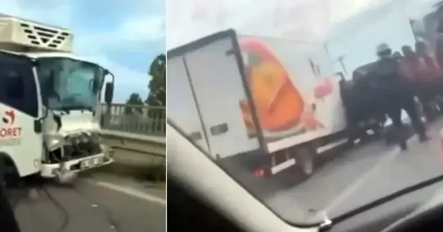D 100’de kontrolden çıkan kamyonet bariyerlere girdi Sakarya Haberleri