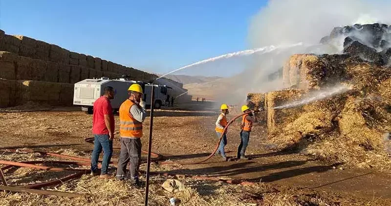 Mardin’de mısır balyası yangınına müdahale sürüyor