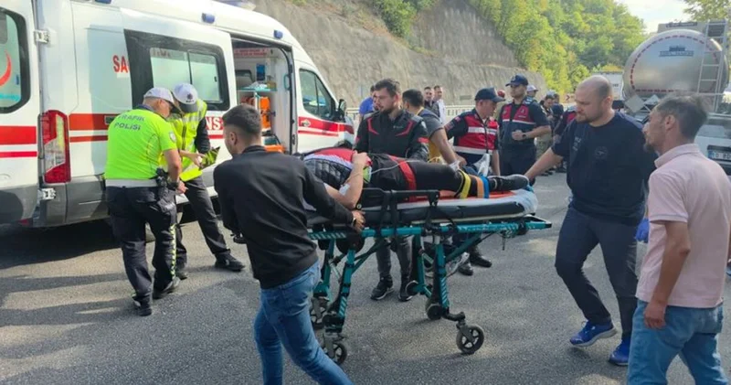 Bursa da otomobilin park halindeki tankere çarptığı kazada 5 kişi yaralandı Son dakika haberleri
