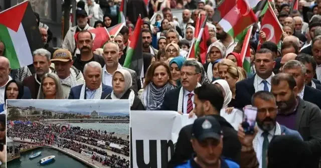 Trabzon da binlerce kişi Gazze için yürüdü Trabzon Haberleri