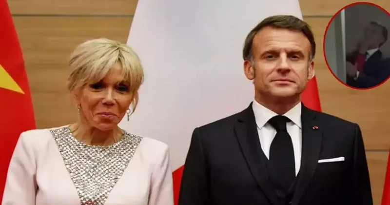 Macron Fransız halkının diline düştü: Afişle dalga geçtiler! Eşinden tokat yemişti
