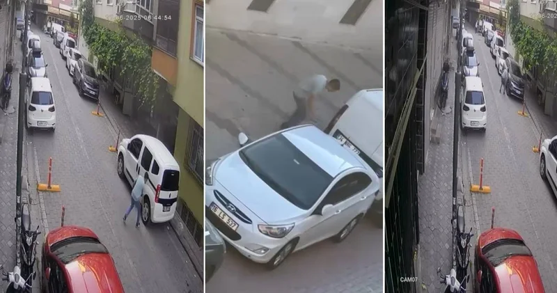 Eline bıçak alıp rastgele araçların lastiğini patlattı