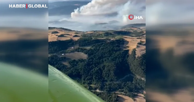 Helikopterden kaydedilen görüntü yangının boyutunu gözler önüne serdi