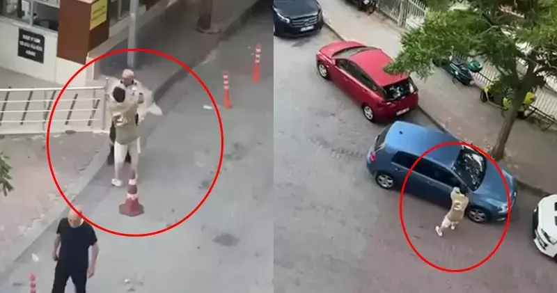 Kağıthane de otomobillerin aynalarını tekmeleyip kırdı; tepki gösteren güvenlik görevlisine saldırdı