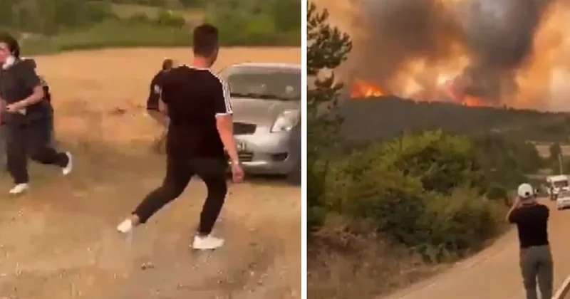 Bursa da yangın yerleşim yerlerine sıçradı! İşte vatandaşların alevlerden kaçtığı anlar