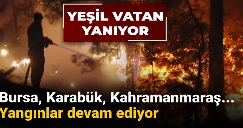 Bursa, Karabük, Kahramanmaraş... Yangınlar devam ediyor