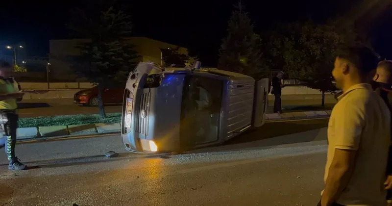 Erzincan’da alkollü sürücünün kullandığı araç takla attı