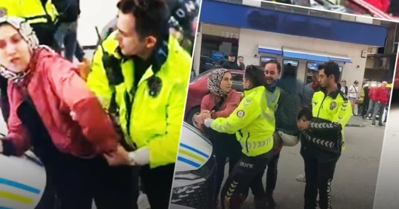 Kocasına ceza yazılmasın diye polise saldırdı: Bu görüntüler de polise yakışmadı Sözcü Gazetesi