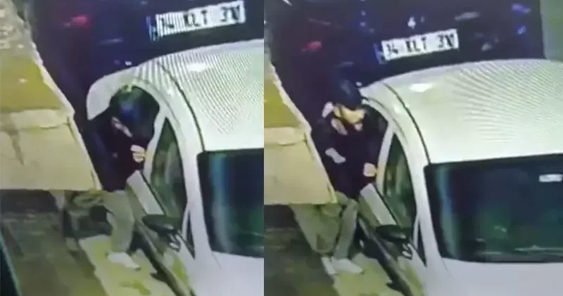 Gaziosmanpaşa’da otomobil teybi hırsızlığı kamerada