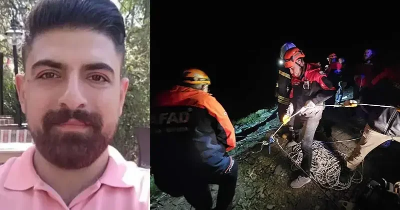 Kayıp öğretmenin 135 metrelik uçuruma düşen aracının yanında cesedi bulundu
