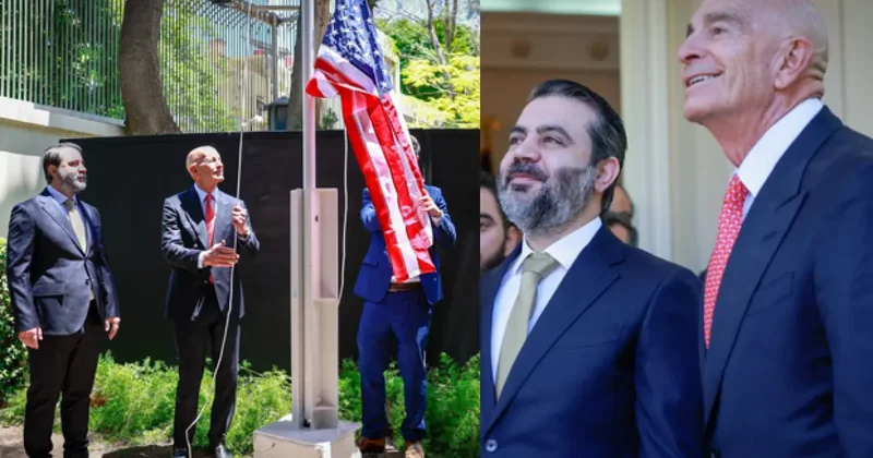 Şam daki büyükelçiliğe ABD bayrağı çekildi