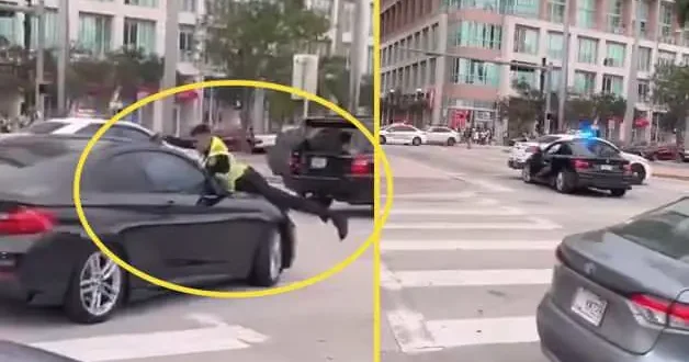 ABD de polis, hareket halindeki arabanın kaputuna çıkıp sürücüye kurşun yağdırdı