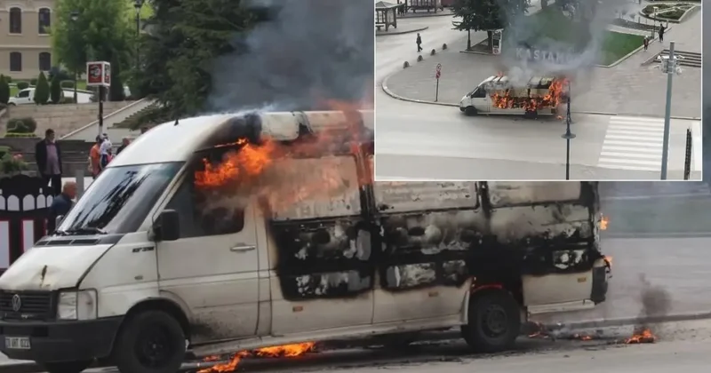 Öfkeli vatandaş, denetim sırasında benzin dökerek aracı ateşe verdi