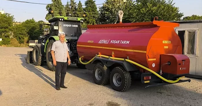 Edirne de köy muhtarı su tankeriyle yangın nöbeti tutuyor