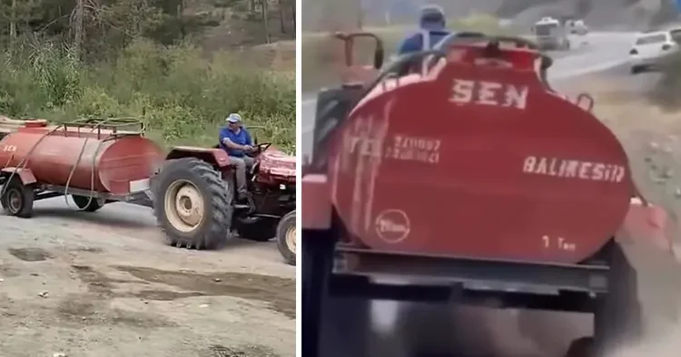 Sosyal medyanın gündemine oturdu... Tüyleri diken diken eden görüntüler: Patlamış lastiğe aldırış etmeden yeşil vatan için ilerledi