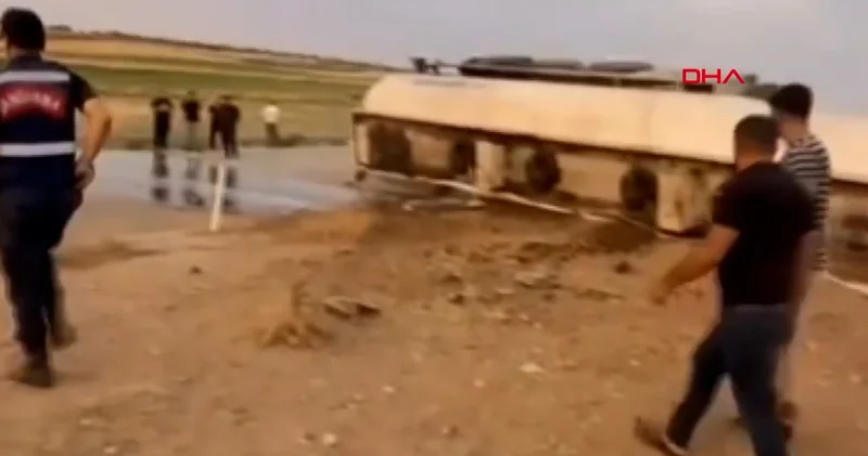 Mardin de akaryakıt yüklü tanker devrildi: 2 yaralı