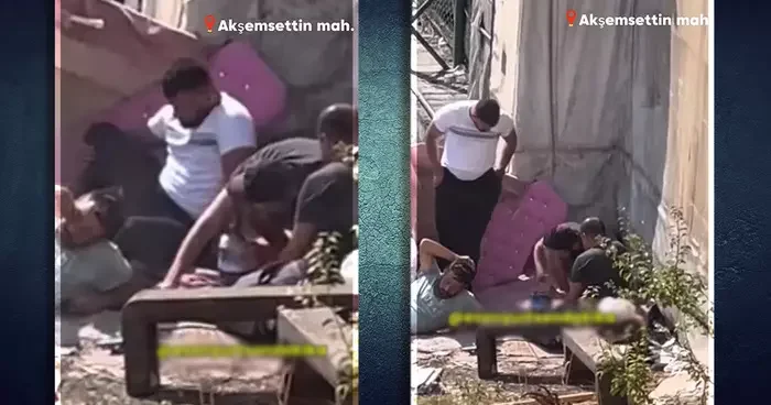Yer: Esenyurt! Görüntüler herkesi hayrete düşürdü... Bir grup güpegündüz boş arazide uyuşturucu içti