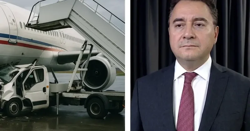 Ali Babacan ın yolculuk yapacağı uçağa merdiven aracı çarptı