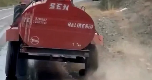 Traktörünün lastiği patladı ama yılmadı: Bursalı vatandaş yangına su taşıdı VİDEO İZLE