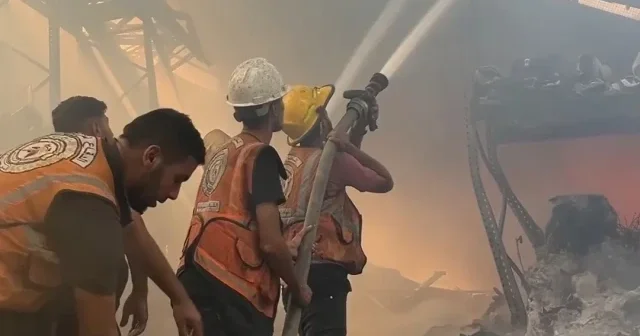 İşgalciler Gazze’de malzeme deposunu hedef aldı VİDEO İZLE