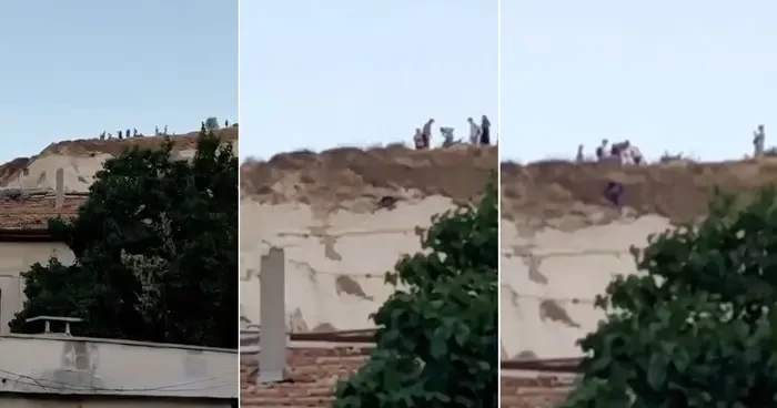 Nevşehir de panik anları! Bir turist, fotoğraf çekerken vadiye düştü